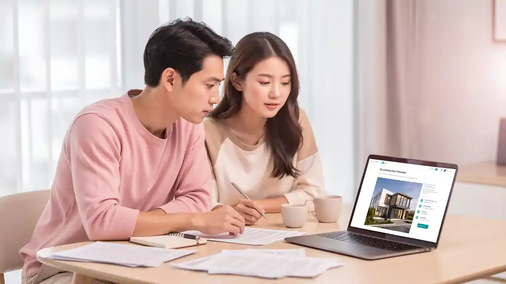 Young couple discussing about HDB transaction details